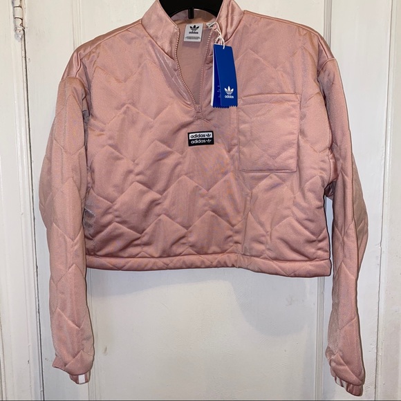 Women’s Adidas Quilted Half Zip Up Cropped Sweater - Picture 4 of 8